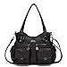 KL928 Tasche Damen Handtasche Umhängetaschen Damenhandtasche Schultertasche Lederhandtasche elegante Taschen hand taschen Henkeltaschen für frauen mit vielen fächern (Schwarz)