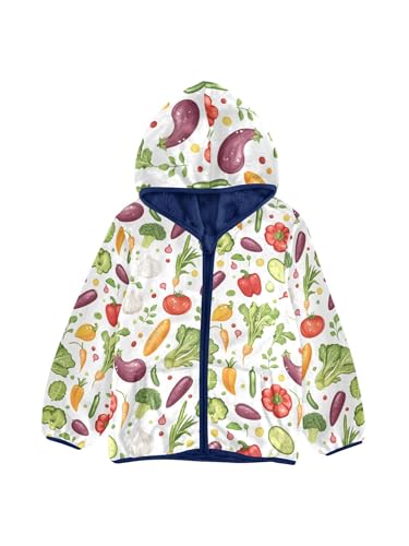 Various Vegetables Girls Fleece Jacket Girls Fall Jacket Boys Coats Zip Up Hoodie Children Sherpa Warm Outerwear 2-10T