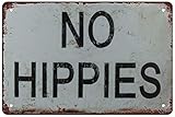 Rosefinch Stone No Hippies Retro Funny Metal Sheet Signs Man Cave Warning signr Wall Decoration...