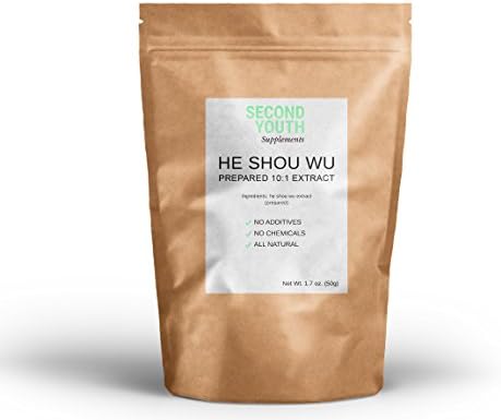 Second Youth Prepared He Shou Wu (Fo-Ti) Extract 10:1 (10x More Potent) - All Natural, No Additives, No Fillers - Pure and Very Potent - Use Less for Better Results