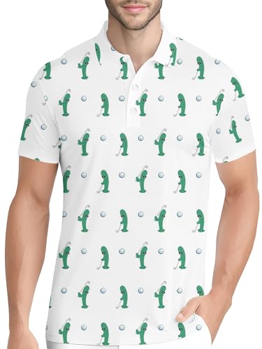 Image of PAGYMO Funny Golf Shirts for Men Crazy Printed Pattern Novelty Moisture Wicking Performance Mens Polo Shirt