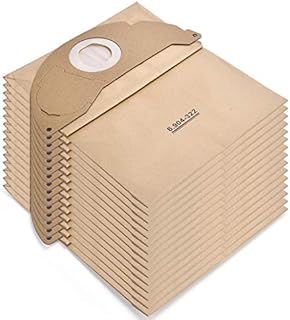 Rebirthcare 15 Pack Filter Bags for Karcher 6.904-322.0 Vacuum Cleaner Bags for Kärcher WD2 BagsPaper Filter Bag Dustbags for Karcher Hoover Bags WD2 MV2 A2201/2204/2504,Brown