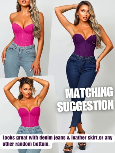 Image of ChiaoLezhee Heart Corset Top For Women, Sexy Concert Outfits Going Out, Strapless Crop Top, Overbust Bustier