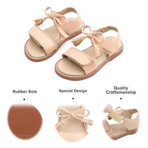 Image of Felix & Flora Toddler Girl Sandals - Little Girl Easter Dress Shoes Lightweight Open Toe Beach Holiday Flats