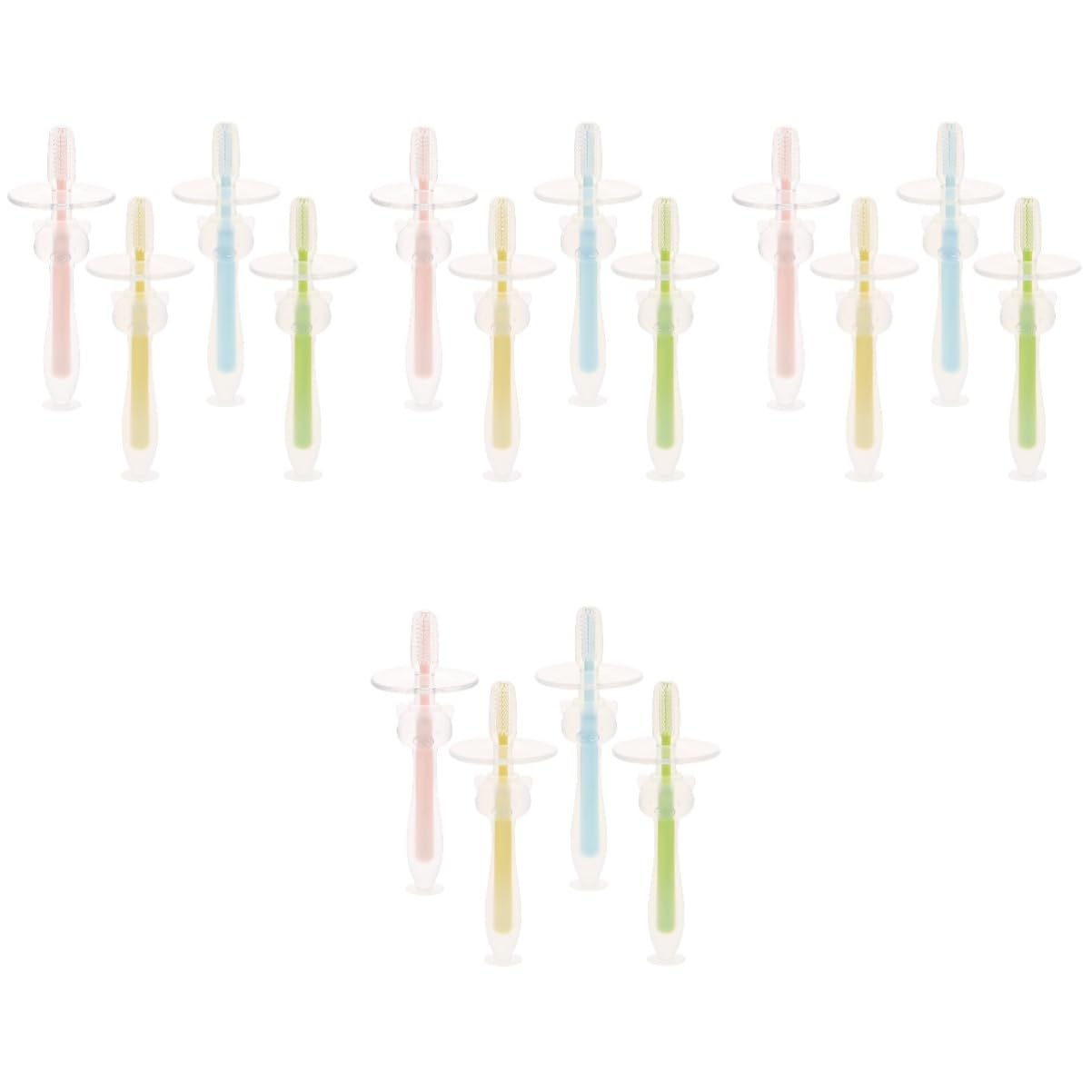 FRCOLOR 16pezzi Spazzolini Per Ragazzo Ragazza Con Base Di Suzione Per Igiene Orale Spazzolini Morbidi Per e Gengive Colori Pastello Facili Da Usare e Leggeri