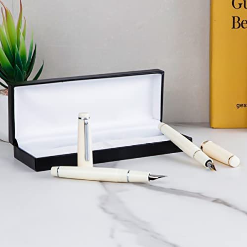 Fhdusryo 2Pcs Jinhao 82 Fountain Pen, Ivory White Fountain Pen Fine Nib With Converter, Resin Calligraphy Pen Set With 6 Trim Replacement Pen Nibs 1 Gift Case For Writing Supplies, Man, Woman #TOP5