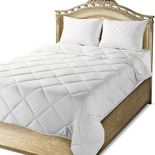 MASTERTEX Bed Comforter Super Soft Down Alternative Fill Quilted & Lightweight-Machine Washable, (Twin Size 64x84), White