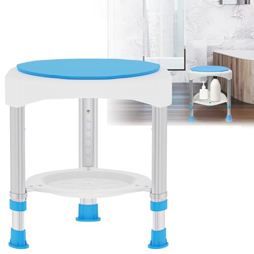 XMTECH 360°Drehbarer Duschhocker Duschstuhl Badestuhl 45-57cm Höhenverstellbar Badehocker Badhocker Duschhilfe Duschsitz Badsitz mit Saugnäpfen