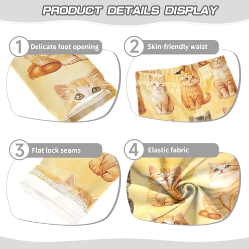 Watercolor Yellow Cute Cat Girls Leggings Kids Yoga Pants Dance Active Tights 4T3