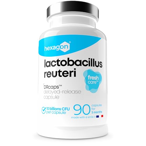 Lactobacillus Reuteri 10 Mil Millones UFC/Cápsula - +3 Meses - L-Reuteri - Fermento Láctico - Freshcare™ Frescura Óptima - 90 Cápsulas DRcaps™ - Hexagon