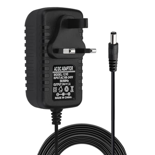 24V 1A Power Supply Adapter 100-240V 50/60hz 24 Volt AC to DC 5.5x2.1mm Wall Charger for LED Strip Light CCTV Camera Audio Monitoring POS Machine Air Purifier Digital Products Switching UK Plug