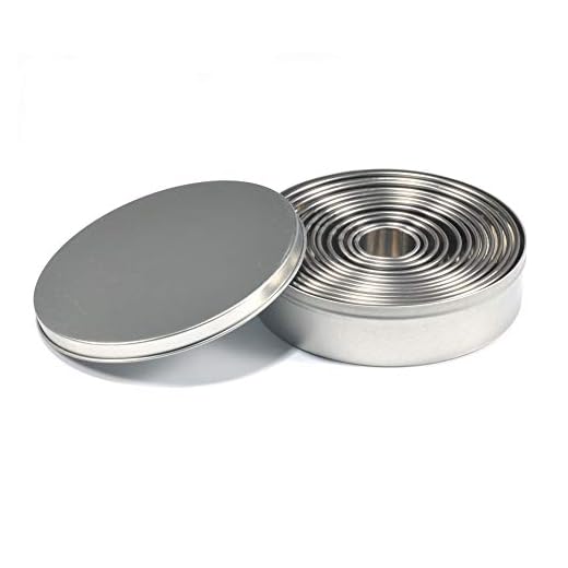 Fdit 12Pcs Emporte-Pièces Rond pâtisserie Moule Cercle Cookie Biscuit Cutter en Acier Inoxydable Cuisson Bague Réglable