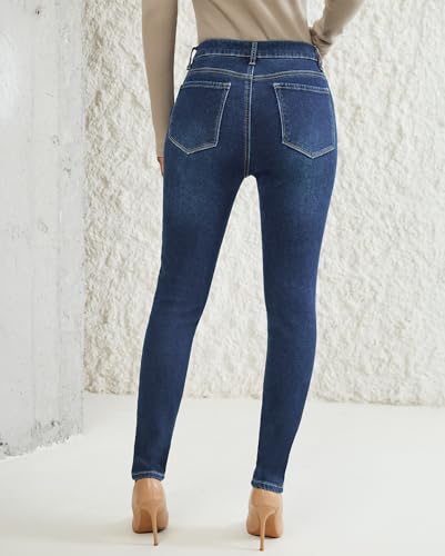 LookbookStore Fleece Lined Jeans for Women High Waisted Skinny Sherpa Jeans Winter Jeggings Warm Denim Pants Trousers3
