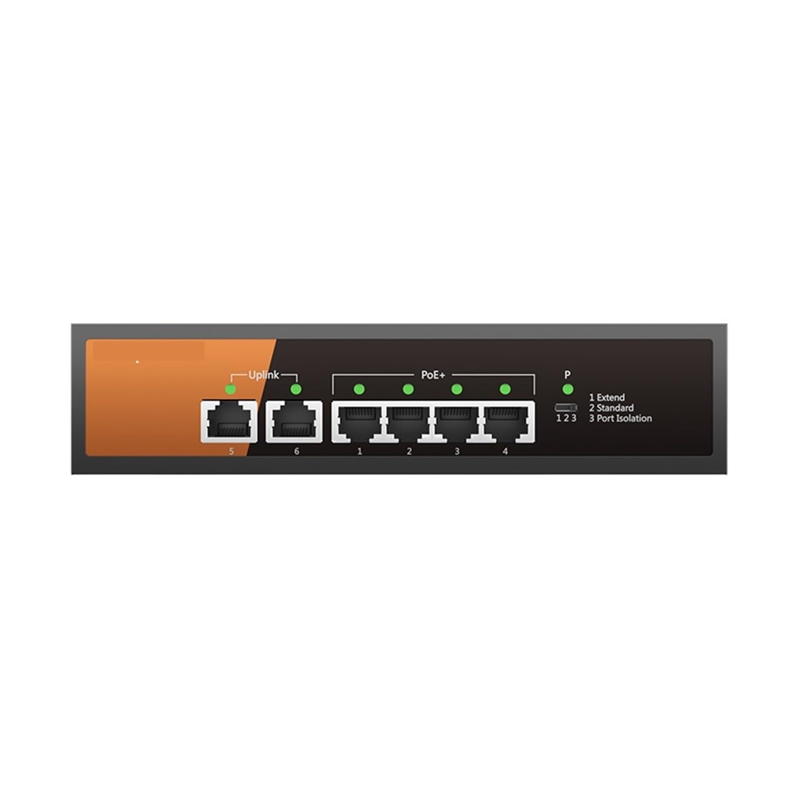 OSHZIKJII 6-Port Megabit Switch with 4-PoE Port and 2-port Ethernet RJ45 Uplink(Switch with AU Plug)