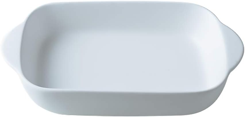 White Small Ceramics Rectangular casserole dish Baking Dishes with Handle for Oven Ceramic Baking Pan Lasagna Casserole Pan Individual Bakeware 9x5 inch
