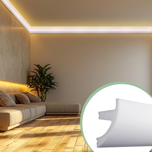 Image of Pushglossy 1 Pc 47.2 inch(Total 3.9Ft) Ceiling Crown Molding with LED Duct Kit