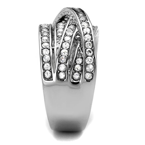 Marimor Jewelry Women's Round Cut Cubic Zirconia Stainless Steel Anniversary Ring Size 5-104
