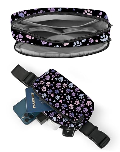 Image of Paw Print Fanny Pack Lightweight Belt Bag Fashion Waist Pouch | Waterproof, Crossbody Bags for Women, Sports, Running, Traveling, Hiking