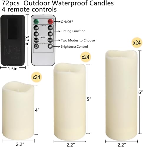 Bougies LED sans flamme – Lot de 72 avec télécommandes et minuterie, étanches, ambiance festive et sécurisée – Image 4