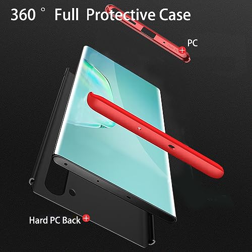 Image of Case for Galaxy Note 10 Plus, 3-in-1 Ultra-Thin Slim Hard PC Case Cover Anti-Scratches 360 Degree Full Body Protective Cover for Samsung Galaxy Note 10+ Plus (Red+Black+Red)