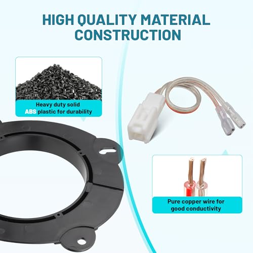 NuIth 6.5 Inch Front Door Speaker Bracket Adapter W/Wiring Harness for 2018-2023 Toyota Camry/Avalon/Highlander/Sienna Speaker Spacer Ring
