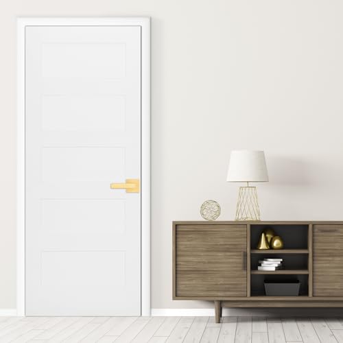 Image of Kwikset Singapore Interior Passage Door Handle, Lever for Closet and Hallway Doors, Reversible Non-Locking Handle Lever, Satin Brass, with Microban Protection (Pack of 4)