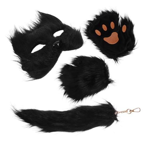 Costume de Renard en Fourrure avec Masque Queue Gants pour Halloween et Cosplay