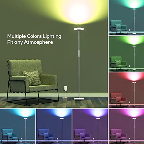 Sunthin Smart Floor Lamp, 24W Rgb Dimmable Up-Down Floor Lamp, Voice Control With Alexa And Google Home, For Bedroom, Living Room, Entertainment Rooms, Home Office (White) #TOP5