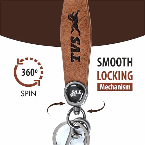 Image of Premium Keychain Compatible with TVS Bike Keys | Heavy Duty Metal Key Ring Holder | Stylish Durable Leather Key Holder | Bike Keychain For men
