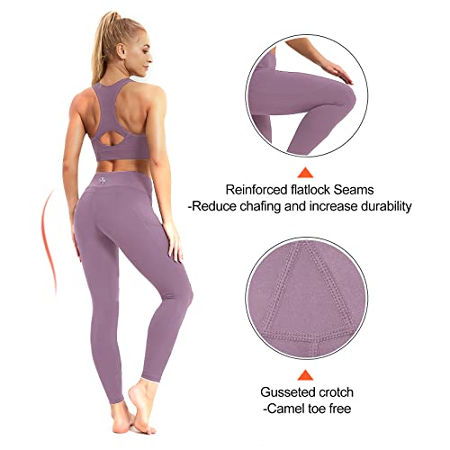 Sp3Lops Yoga Pants With Pockets For Women High Waisted Tummy Control Women's Buttery Soft Yoga Workout Leggings Running Pants Lilac Pink #TOP3