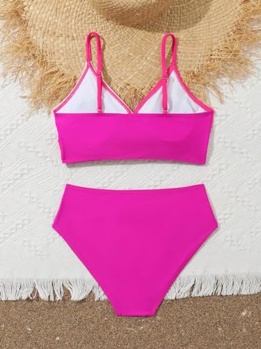 WDIRARA Girl's Color Block Twist Criss Cross Bikini Set Swimsuit Two Piece V Neck Bathing Suit2