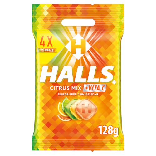 Halls Cítricos Mix Caramelos Duros Sabor Cítrico, 4 x 32g