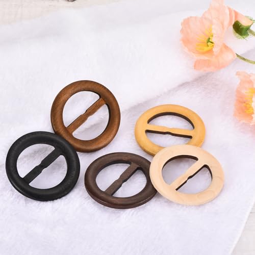 Image of uxcell 4 Pcs T-Shirt Clips, 60mm Wood Scarf Ring Clip Round Tie Circle Clip Buckle Fashion Clothes Corner Knotted Button for Women's Silk Clothing Decoration, Yellow