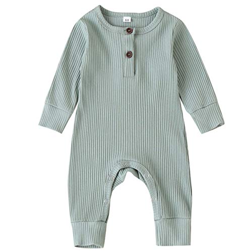 Image of Kuriozud Newborn Infant Unisex Baby Boy Girl Clothes Button Romper Jumpsuit Basic One Piece Outfits