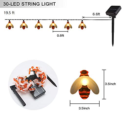Catena di luci a LED a energia solare, 19,5 m, 30