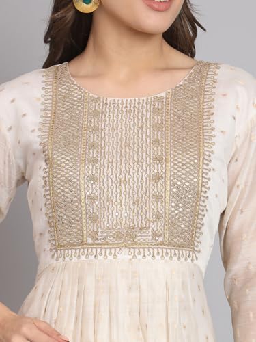 Image of Women's Chanderi Kurta with Legging and Dupatta | Modern & Traditional Blend Ethnic Wear Set | Festive & Casual Summer Kurti with Pants for Party Office & Ethnic Occasions