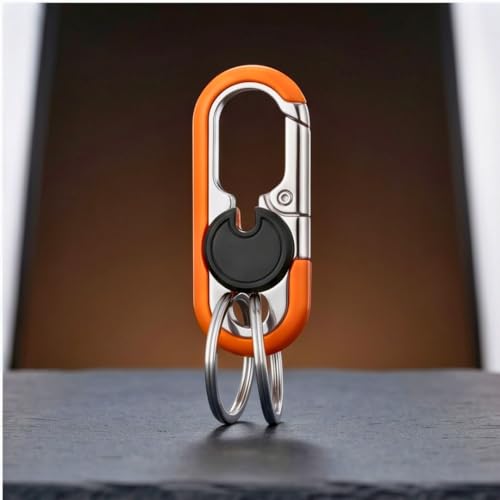 Image of THE MEN THING - Stylish Multicolor Stainless Steel Keychain for Men & Boys (BLAZE CLIP BLACK - Orange)