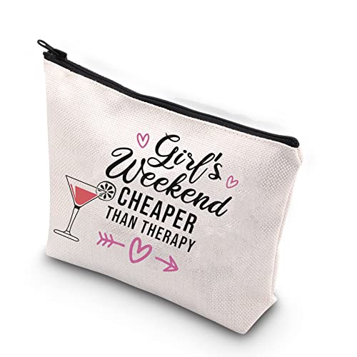 WCGXKO GirlÂ¡Â¯s Weekend Cheaper Than Therapy 2021 Zipper Pouch Makeup Bag GirlÂ¡Â¯s Weekend Girls Trip Gift for Best Friend(Girls Weekend Cheaper )