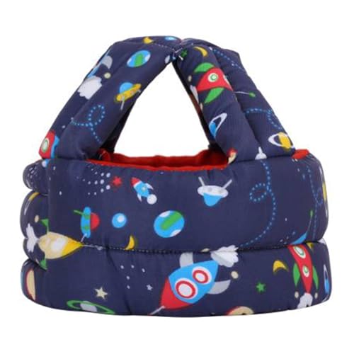 Image of Baby Helmet No Bump Safety Head Cushion Bumper Bonnet Adjustable Protective Cap Child Safety Headguard for Running Walking Crawling Safety Helmet (Blue Rocket)
