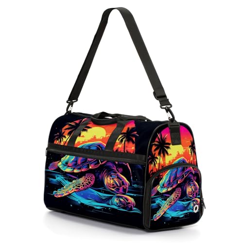 Gym Bag for Women, Carry on Weekender Overnight Bag, Travel Duffel Bags, Personal Item Travel Bag Tote Bag Workout Dance Bag, Illustration Turtle - 72