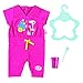 Produktbild Zapf Creation 823590 BABY born Deluxe Bathtime Set, Jumpsuit mit Zahnbürste und Zahnputzbecher, Puppenkleidung 43 cm, pink