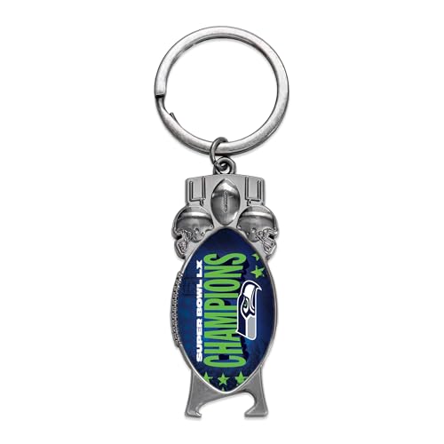 Rico Industries NFL Football Seattle Seahawks 2026 Super Bowl LX Champions Sculpted Bottle Opener Keychain - Car Accessory