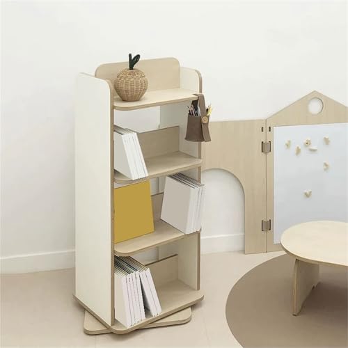 Estantería giratoria de madera organizador vertical de pie para libros 6