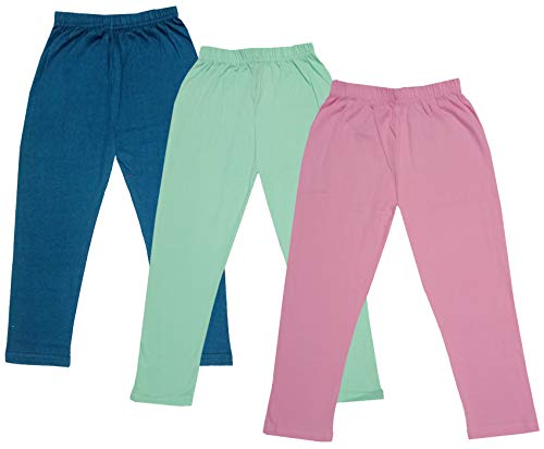 Image of IndiWeaves Girls Super Soft Cotton Solid Capri Pants (Light Purple, Sea Green, Blue, 12-14 Years) Pack of 3