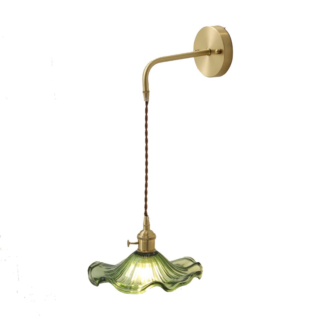 HPTHLY Wall Sconces Glass Lamp Shade Single Head Brass Wall Lamps With Switch E27 Industrial Wall Lights For Living Room Bedroom Beside Bathroom Kitchen Rest(Green-Detail)