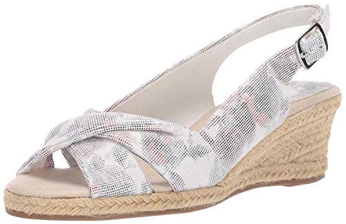 Easy Street Women's Maureen espadrille slingback sandal Sandal, White Floral Fabric, 7.5 2W US