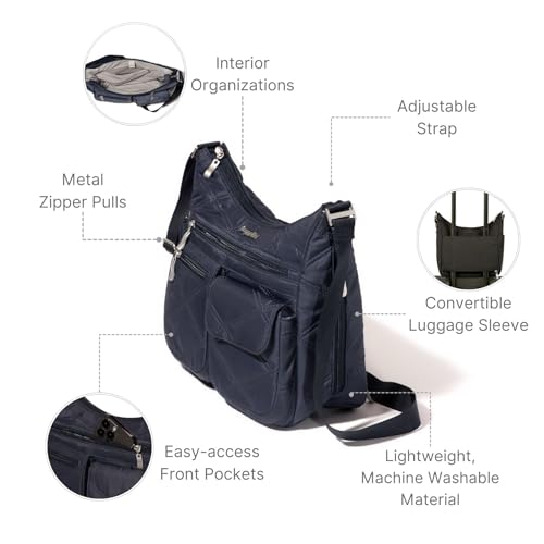 Image of Baggallini womens Everywhere Bagg Crossbody Women 11x9 Lightweight Nylon Hobo Water-resistant Travel Bag W /Rfid