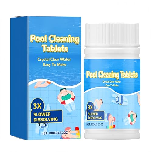 Pool Cleaning Tablets for Crystal Clear Water Clears Dull Hazy or Cloudy Wate Eliminate Odors Fast Acting Maintain Water Quality Balance (100g)