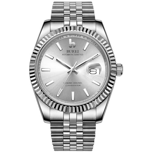 Image of BUREI Men's Classic Luxury Watch Stainless Steel Waterproof Machine Watch Fashion Double Watches Date Sapphire Crystal