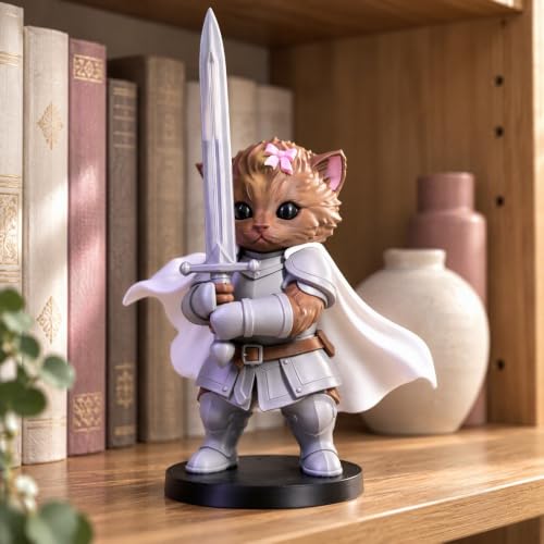 KICILVS Knight Kitten –4Inch Knight Cat with a Sword | Dragon Slayer,Medieval Cat Figurine,3D Printed Cat Knight,Desk & Shelf Decor, Adult Collectible - image 7
